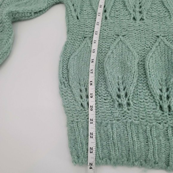 ^ Topshop Large 12 Women's Petal Pointelle Mint Sweater - Picture 6 of 9